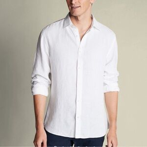 Charles Tyrwhitt white slim fit 100% linen shirt